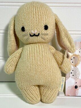 Cuddle + Kind Baby Bunny Oatmeal/Cream Knit Rabbit Plush Peru Stuffed Animal 7"